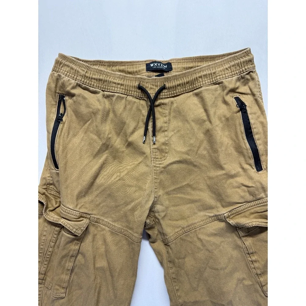 WXYZ Los Angeles Jogger Pants Mens Large‎ Khaki Cotton Tapered Leg Cargo Pockets